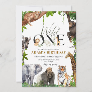 Invitation d'anniversaire Wild One, Safari 1er ann