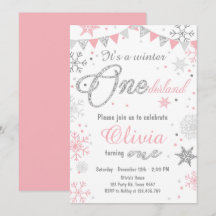 Invitation d'anniversaire Winter Onederland Argent
