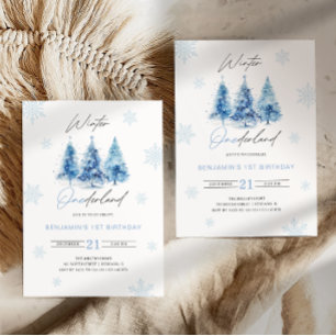 Invitation d'anniversaire Winter Onederland Blue 1
