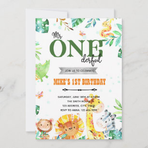 Invitation d'anniversaire zoo mr onederful