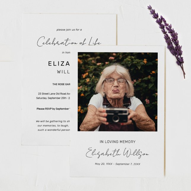 Invitation Dans la mémoire aimante | Mémorial funéraire photo (Créateur téléchargé)