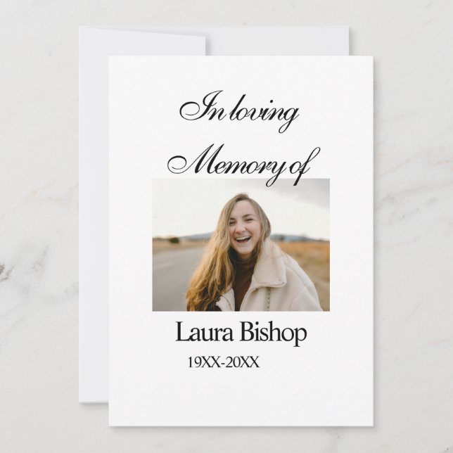 Invitation Dans la mémoire amoureuse de funérailles gardienne (Devant)