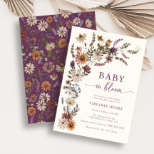 Invitation dans le Baby shower Fleur sauvage de fl