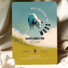 Invitation "Dans les nuages" Parti à thème vaches
