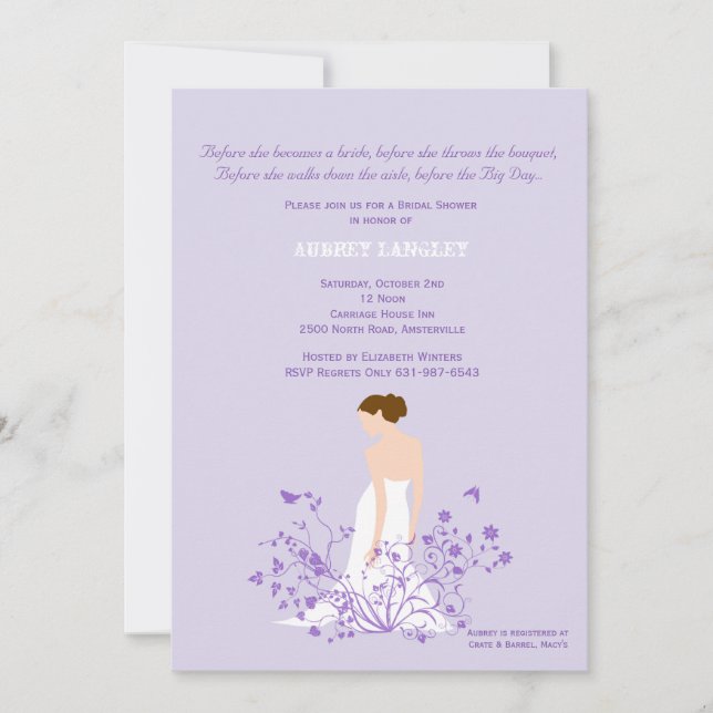 Invitation Dans l'invitation de Fête de la mariée de jardin (Devant)