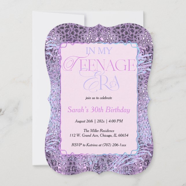 Invitation Dans Mes Trente Anniversaires Rose Era (Devant)