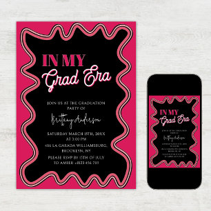 Invitation Dans mon âge avancé rose et noir brillamment diplô