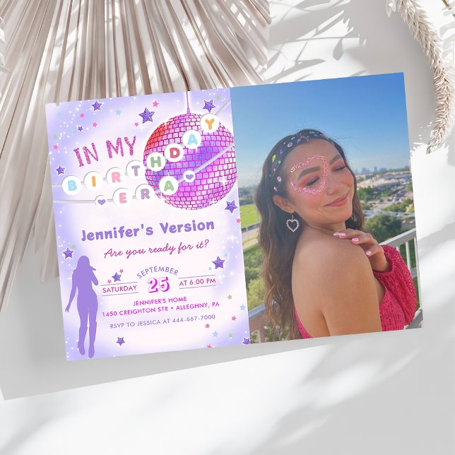 Invitation Dans Mon Anniversaire L'Ère Purple Photo Anniversa (Créateur téléchargé)