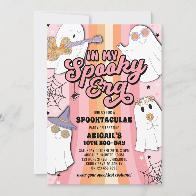 Invitation Dans Mon Époque Éffrayante Fille Halloween fête d' (Devant)
