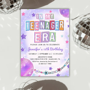 Invitation Dans Mon Ere Adolescent Purple Disco Anniversaire