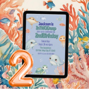 Invitation Dans TWO Deep, Blue Under the Sea 2e anniversaire