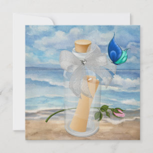 "Invitation dans une bouteille" - Invitation plage