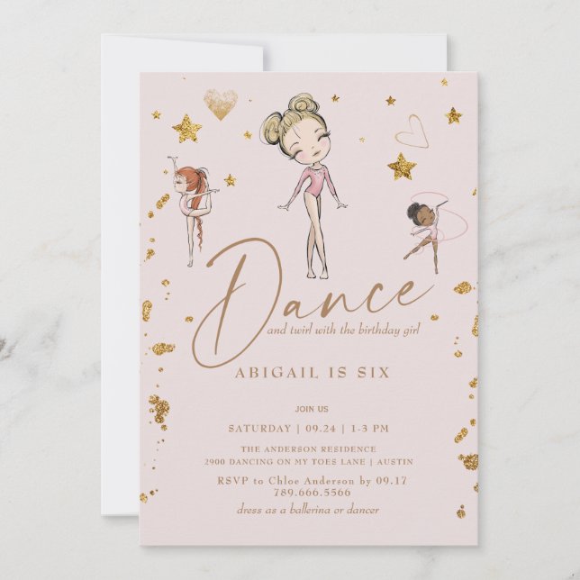 Invitation Danse de ballet et fête d'anniversaire Twirl (Devant)