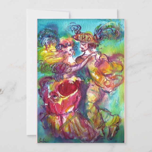 Invitation DANSE DE CARNAVAL, Fête de Mardi Gras, rose bleu v (Devant)