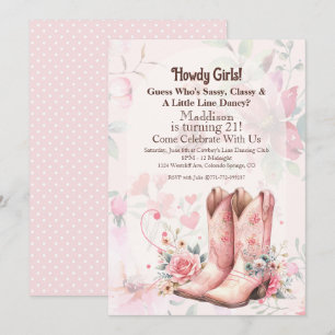 Invitation Danse de ligne d'anniversaire de cowgirl