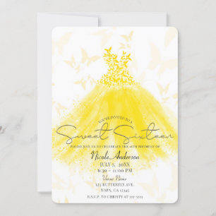Invitation Danse de Papillon Robe Jaune Fête des 16 ans Douce