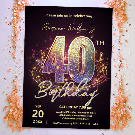 Invitation Danse Disco Étincelante Fête du 40e anniversaire