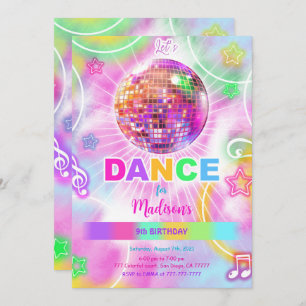 Invitation Danse Disco Party Neon Glow
