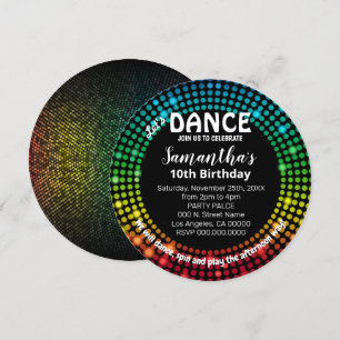 Invitation Danse fête d'anniversaire disco danse