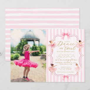 Invitation Danse & Twirl Pink Ballerina Photo Anniversaire