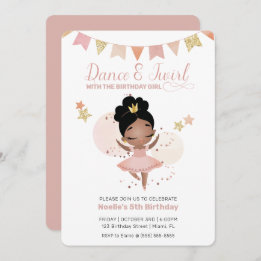 Invitation Danse & Twirl, Princesse Ballerina Anniversaire