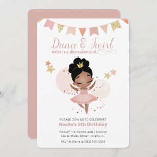 Invitation Danse & Twirl, Princesse Ballerina Anniversaire