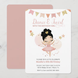 Invitation Danse & Twirl, Princesse Ballerina Anniversaire