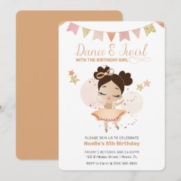 Invitation Danse & Twirl, Princesse Ballerina avec Bow Annive