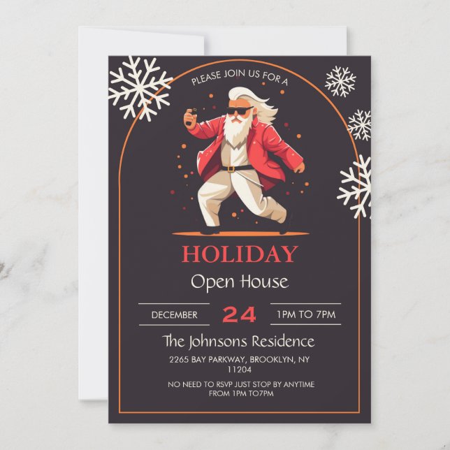 Invitation Danser disco Caricature du Père Noël (Devant)