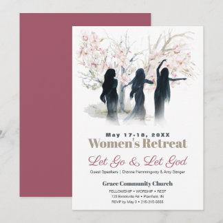 Invitation Danser Femmes Aquarelles Arbres Église Retraite