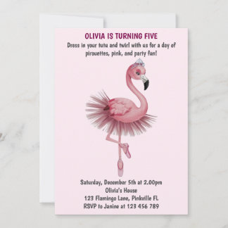 Invitation Danseur de ballet Flamant rose Anniversaire