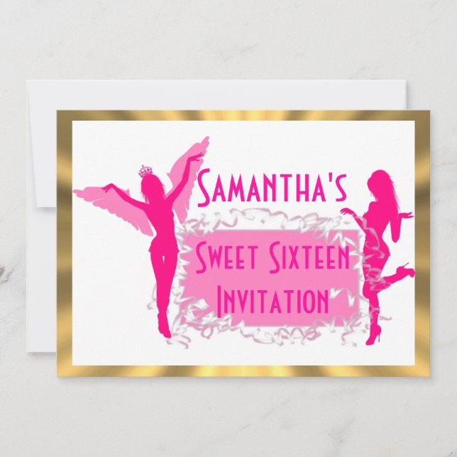 Invitation Danseurs roses sweet sixteen (Devant)