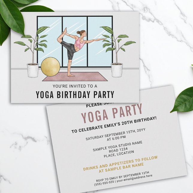 Invitation Danseuse Pose Fitness Femme Yoga fête d'anniversai (Créateur téléchargé)