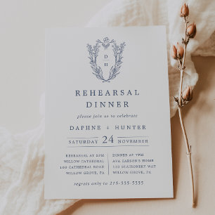 Invitation DAPHNE Bleu Bleu Élégant Dîner De Répétition Simpl