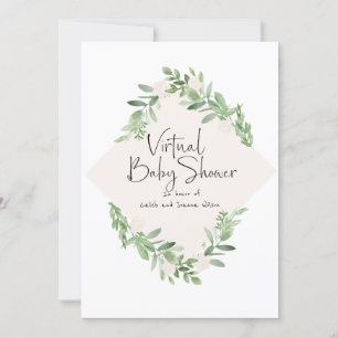 Invitation d'aquarelle de Baby shower virtuel pour