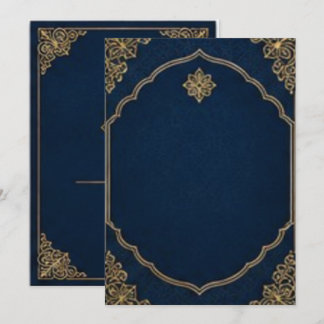 Invitation d'arch marocain bleu marine et or