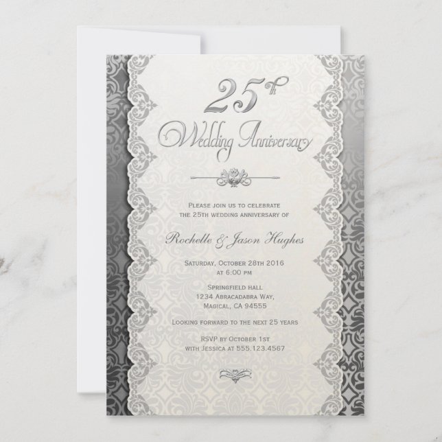Invitation d'argent de 25e anniversaire (Devant)
