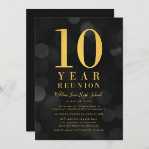 Invitation Dark Bokeh Lights 10 Année Classe Réunion