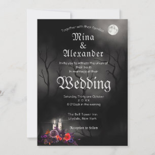 Invitation Dark Goth Halloween Thème Mariage