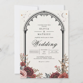 Invitation Dark gothique Floral Romance Mariage