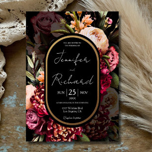 Invitation Dark Moody Dutch Masters Floral Black Mariage