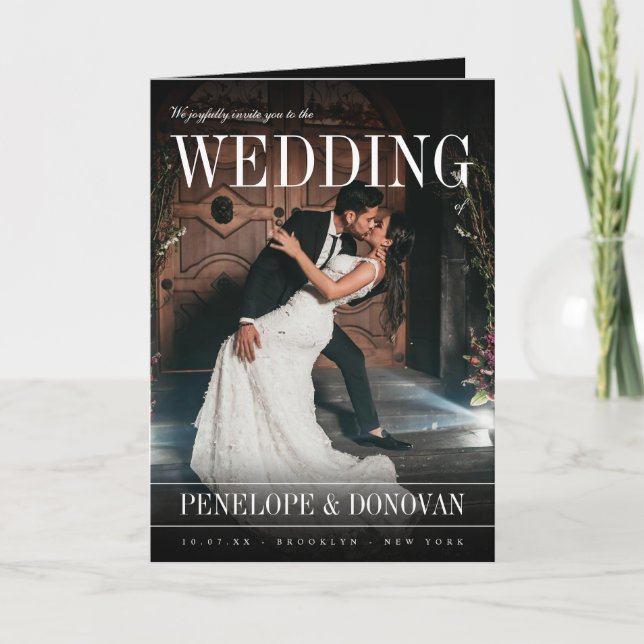 Invitation Dark Photo Magazine QR Code Tout en un Mariage (Devant)