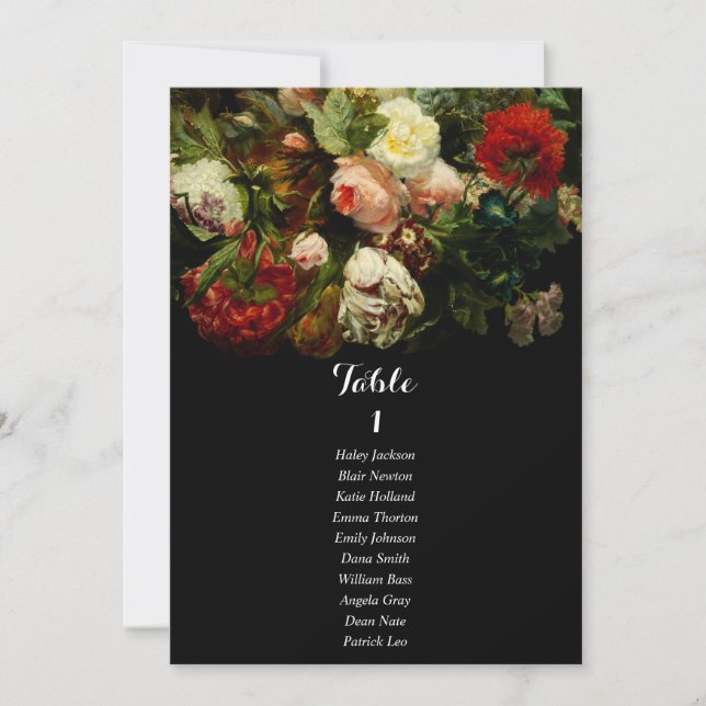 Invitation Dark romantic moody wedding seating chart card (Devant)