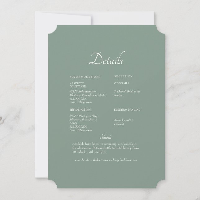 Invitation Dark Sage White Hydrangea Floral Mariage Détail (Devant)
