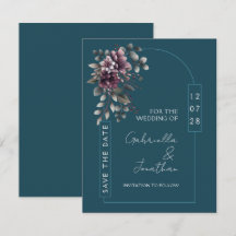 Dark Teal, Dusty Purple Arch Save the Date |