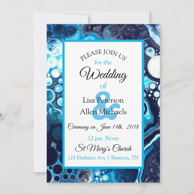 Invitation d'art fluide Deep Blue Marble (Devant)