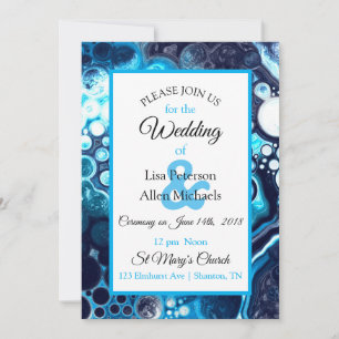 Invitation d'art fluide en marbre bleu profond