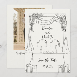 Invitation Date à sauver dessinée à la main romantique et fan