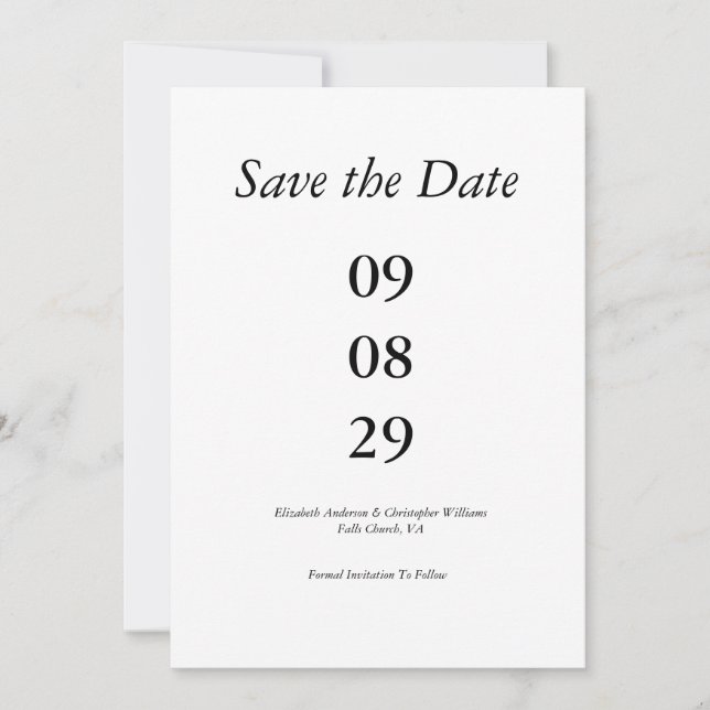 Invitation Date Bold Mariage minimaliste Enregistrer la date  (Devant)