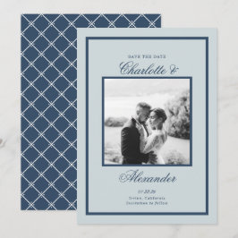 Invitation Date de mariage à l'écriture classique Bleu Poussi